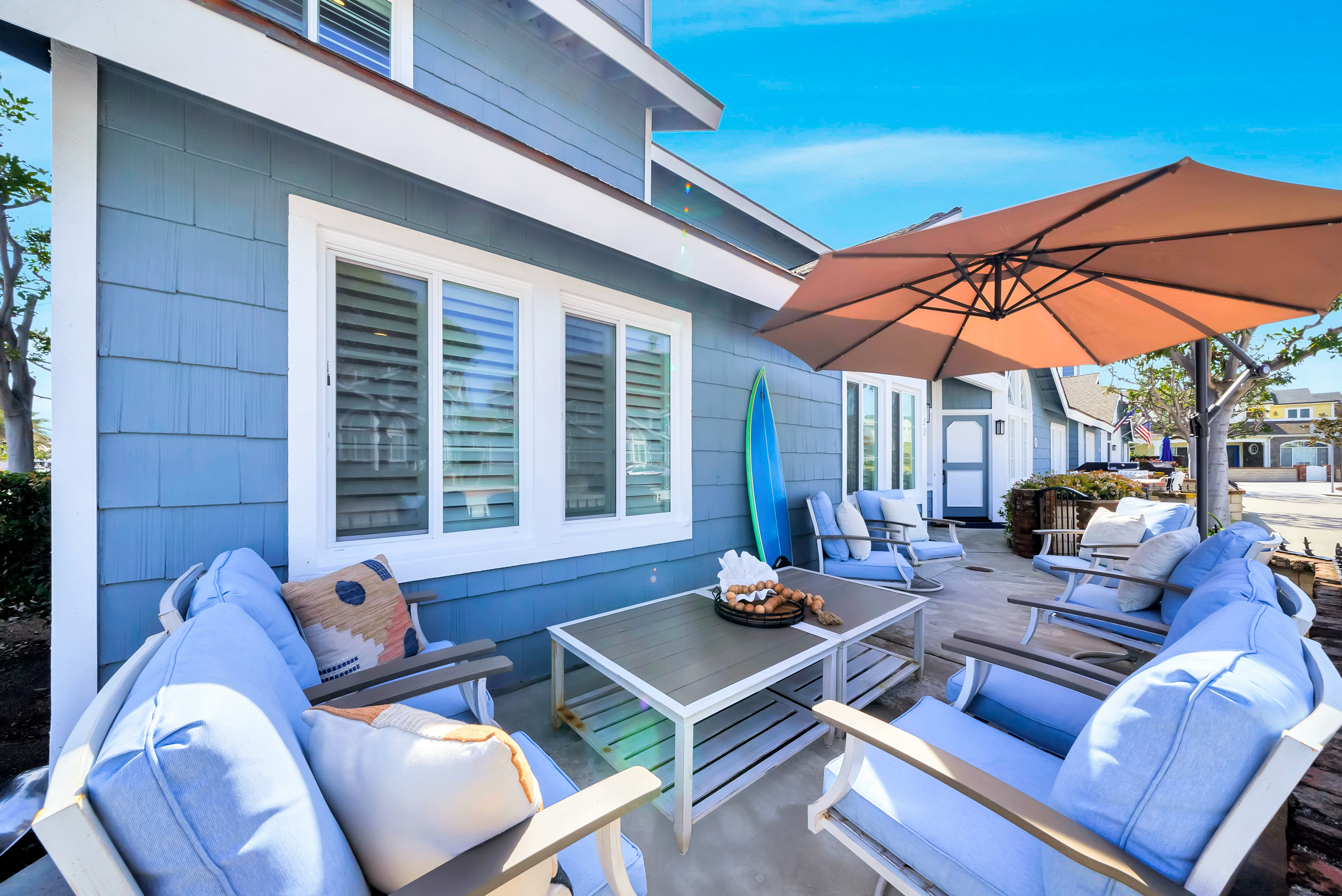 Luxury SoCal short term rental property — beach house patio